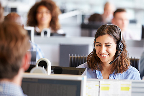 woman working in call center